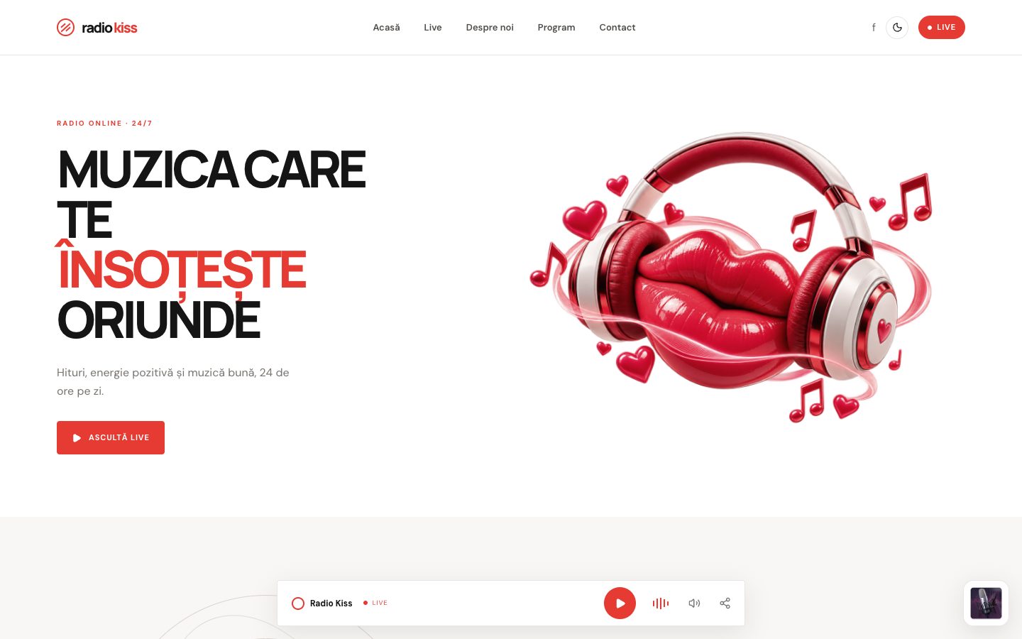 Radio Kiss — pagina principală